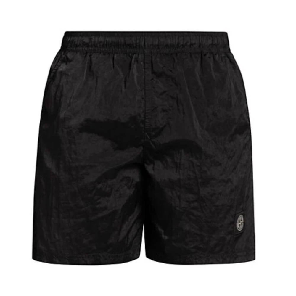 Stone Island Logo Swim Trunks - Black, Size M